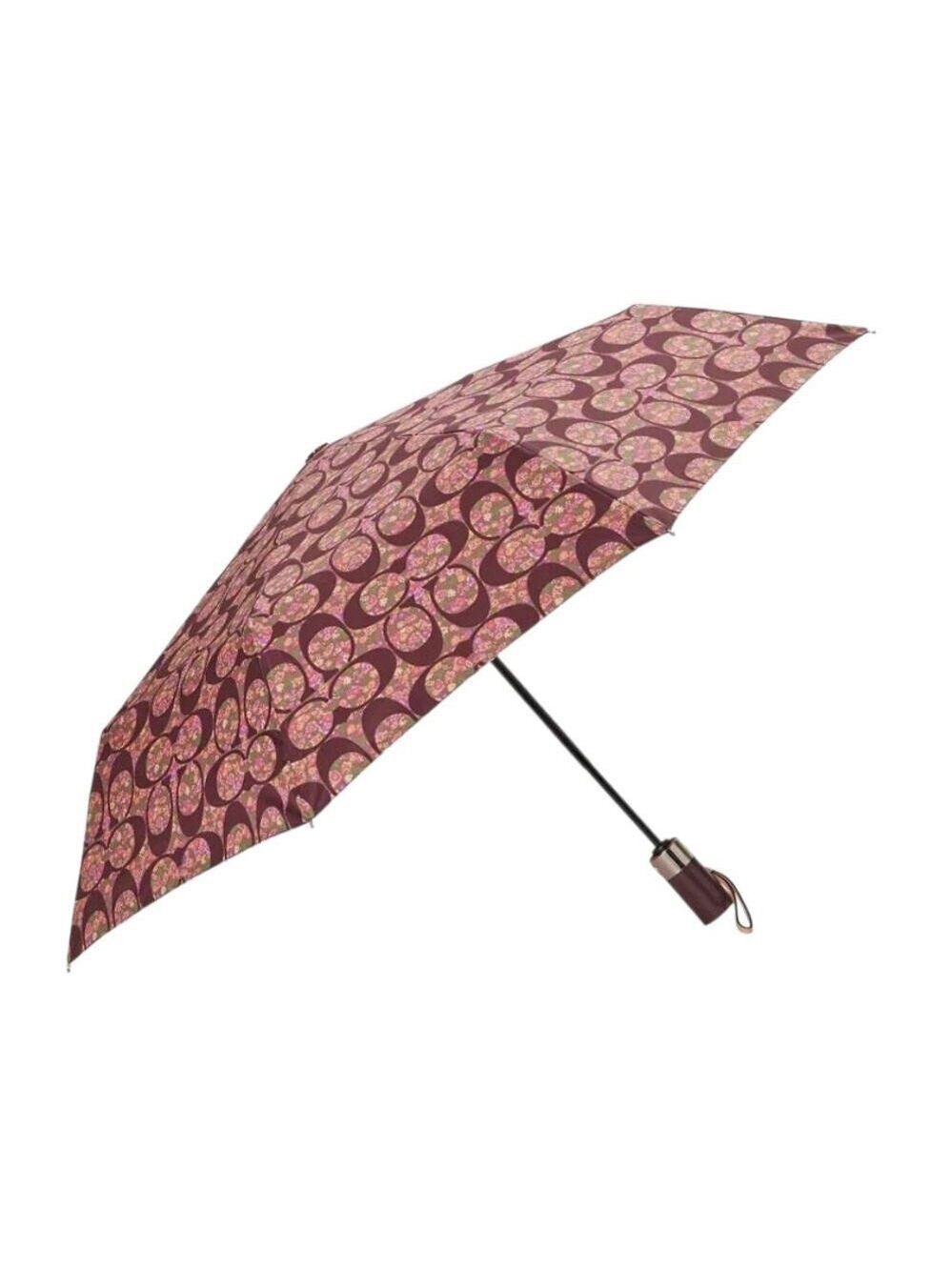 COACH UMBRELLA FULL SIZE POSEY CLUSTER SILVER BRIGHT MULTI COLOR